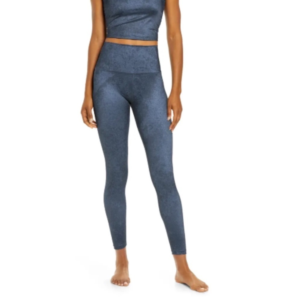 New. Beyond Yoga Lux High Waisted Midi Ankle Active Leggings in Speckle Blue XS